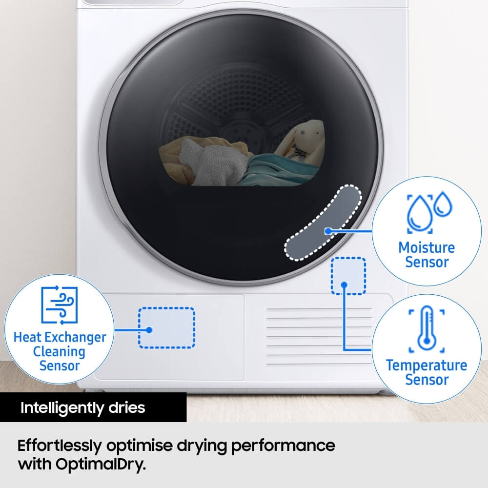 Samsung DV90T5240AW/S1 Heat Pump Tumble Dryer, 9kg, White, A+++ Rated - 72406179119477 