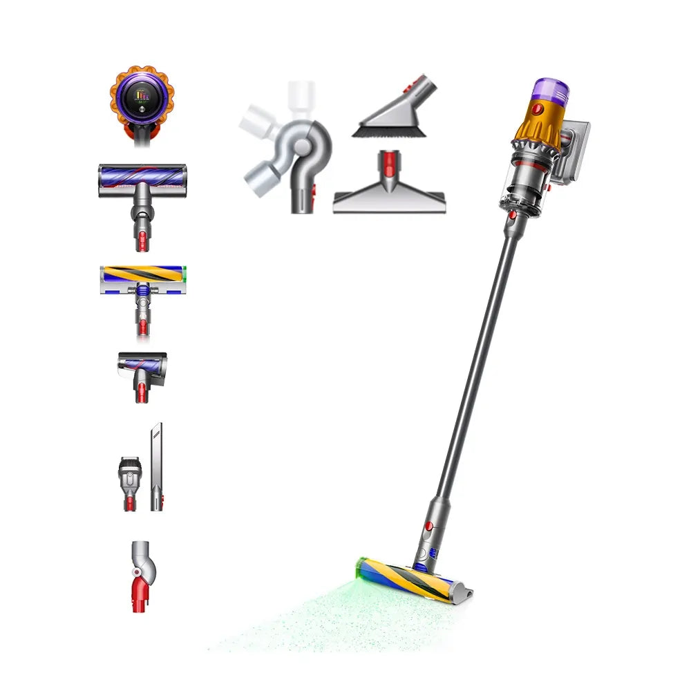 Dyson V12-2023KIT Detect Slim Absolute Cordless Vacuum Cleaner With 60 Minutes Run Time And Cleaning Accessory Kit, Yellow/Nickel