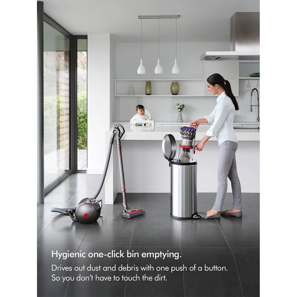 Dyson BIGBALLMULTIFL2 Cylinder Vacuum Cleaner, 2 Tier Radial Cyclones - Yellow, Stainless Steel