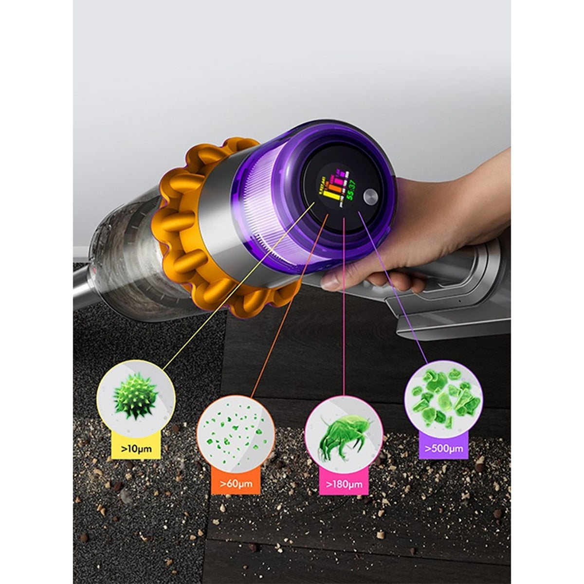 Dyson V15-2024 Cordless Vacuum, 60 Minutes Run Time, Root Cyclone Technology - Yellow/Nickel