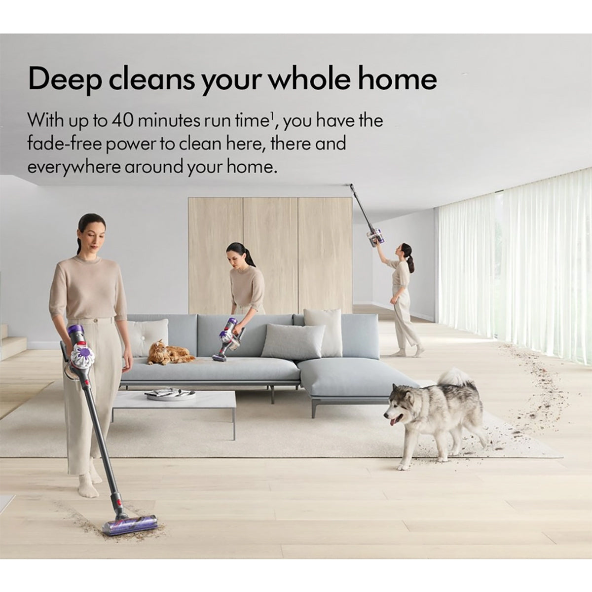 Dyson V8ABS-2023 Cordless Stick Vacuum Cleaner, 40 Minutes Run Time - Silver/Yellow