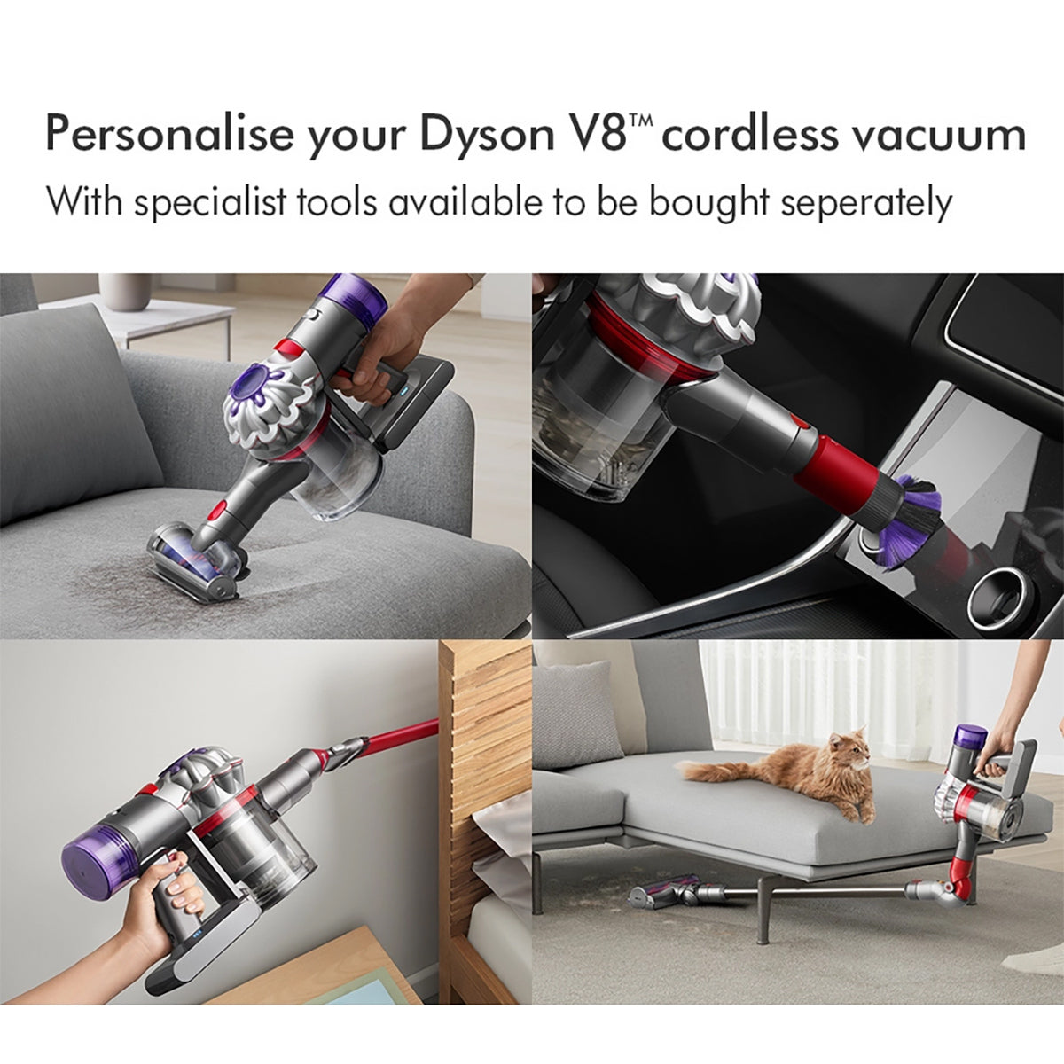 Dyson V8ADVANCED-24 Cordless Vacuum Cleaner, 40 Minutes Run Time - Silver/Nickel