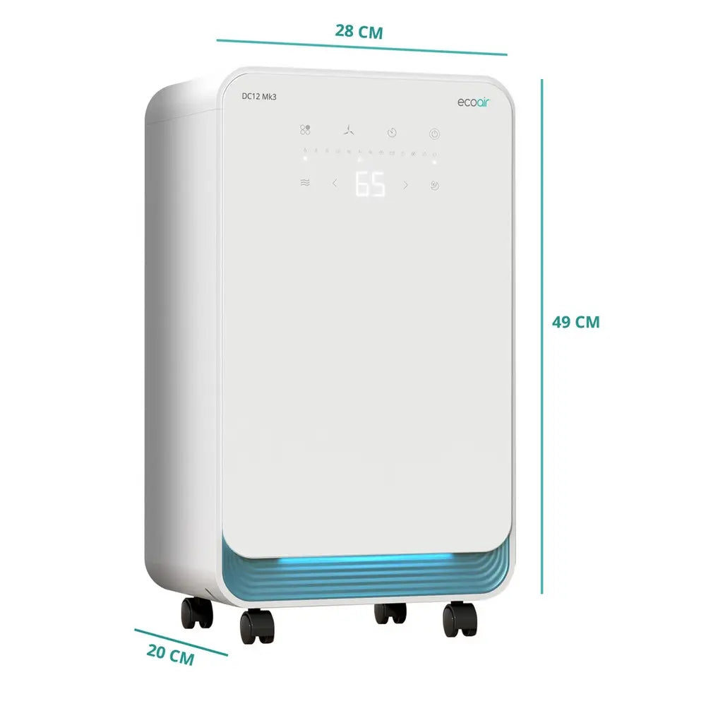 Ecoair DC12 MK3 Compressor Dehumidifier - 12 Litres Per Day, White