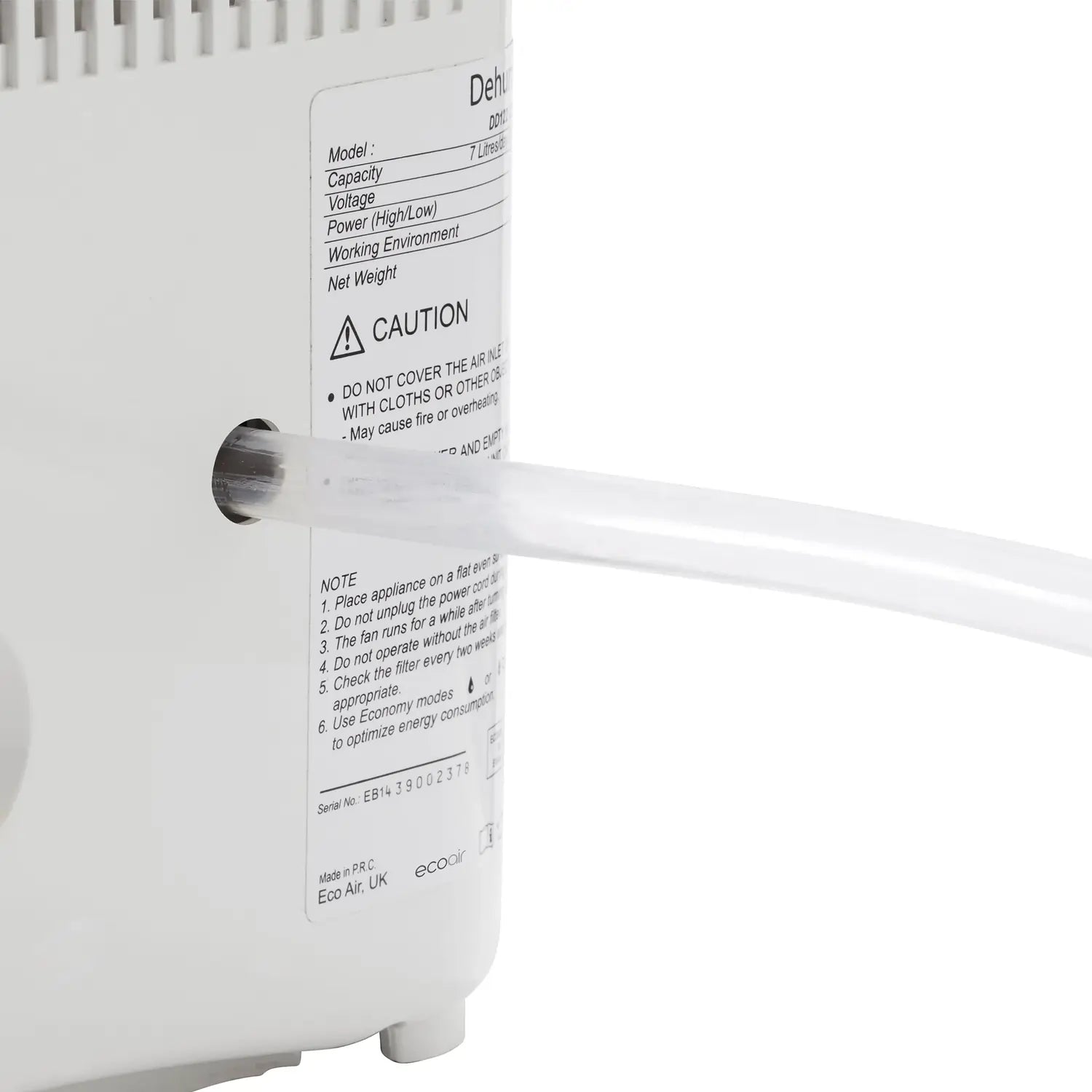 EcoAir DD1 CLASSIC MK6 7.5 Litre Desiccant Dehumidifier With Ioniser & Antibacterial Filter, White & Blue