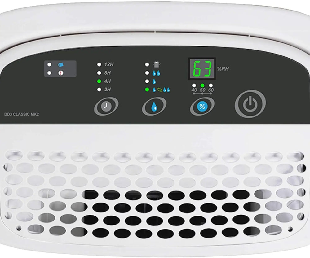 EcoAir DD3 CLASSIC MK3 11L/day Desiccant Dehumidifier with Digital Hygrometer, Antibacterial Filter - 43469949960415 