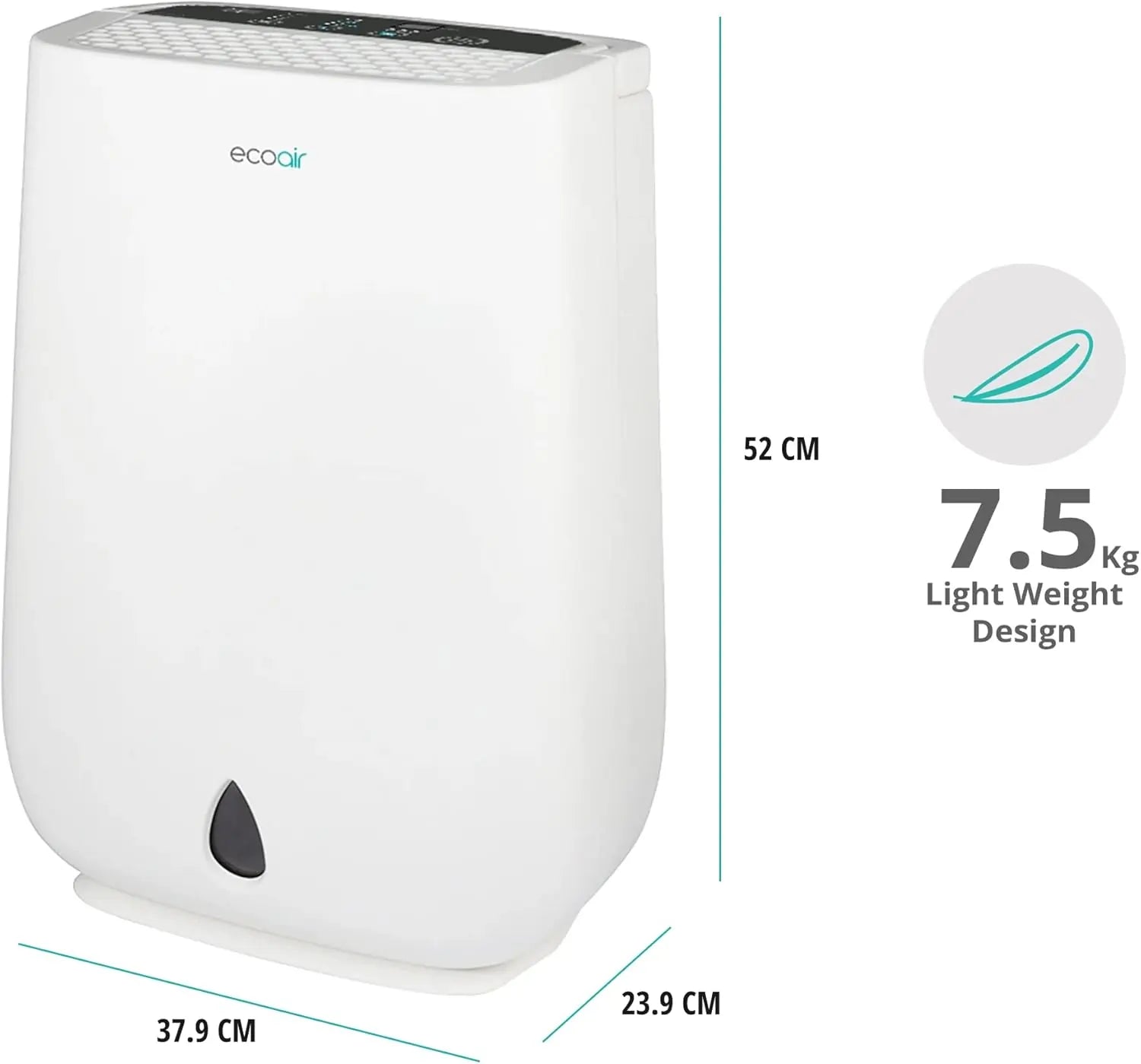 EcoAir DD3 CLASSIC MK3 11L/day Desiccant Dehumidifier with Digital Hygrometer, Antibacterial Filter