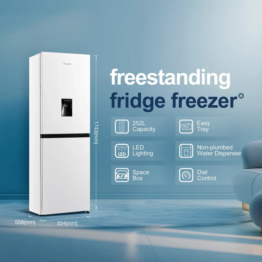 Fridgemaster MC55240DE 50/50 Non-Plumbed Freestanding Fridge Freezer, White