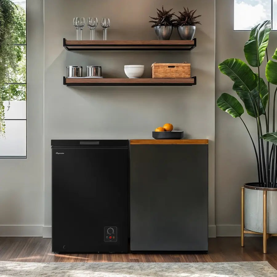 Fridgemaster MCF96EB 54cm 95 Litre Freestanding Chest Freezer, Black