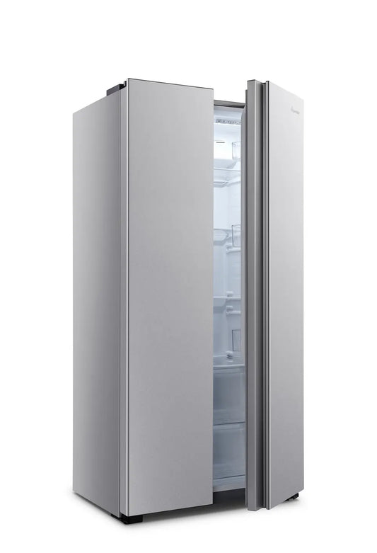 Fridgemaster MS83430ES 83.2cm 50/50 American Style Fridge Freezer, Silver