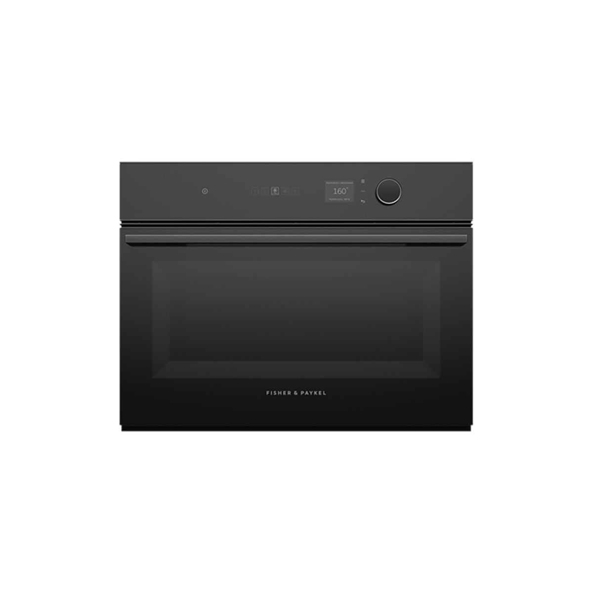 Fisher & Paykel OM60NMLB1 Series 7 Minimal Compact Combi-Microwave Oven, 49 Litre, 19 Functions, 59.6cm Wide - Black Glass