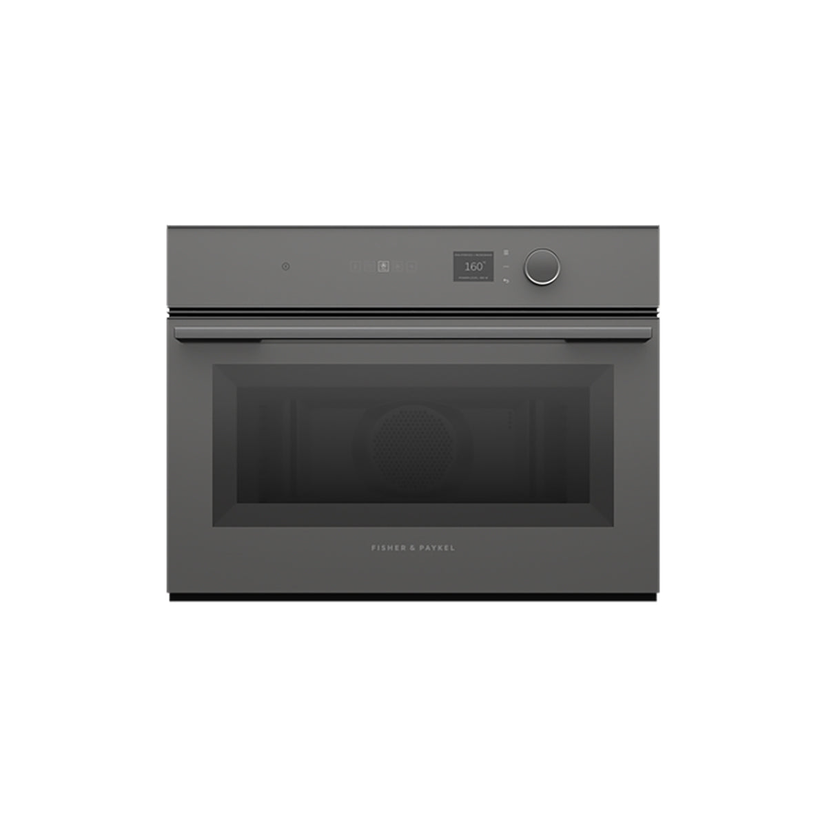 Fisher & Paykel OM60NMLG1 Series 7 Minimal Compact Combi-Microwave Oven, 49 Litre, 19 Functions, 59.6cm Wide - Grey Glass
