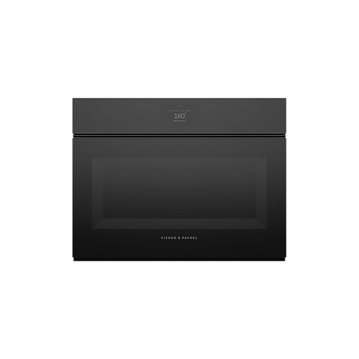 Fisher & Paykel OM60NMTNB1 Series 9 Minimal Handleless Compact Combi-Microwave Oven, 49 Litre, 59.6cm Wide - Black Glass