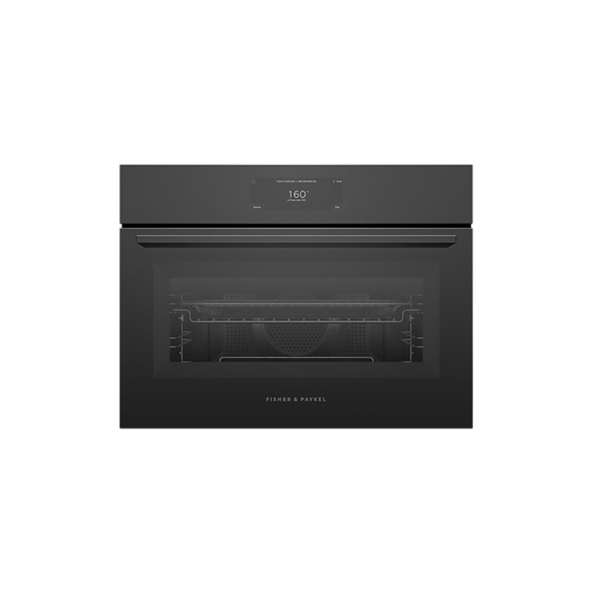 Fisher & Paykel OM60NMUB5 Series 9 Minimal Compact Combi-Microwave Oven, 49 Litre, 18 Functions, 59.6cm Wide - Black Glass