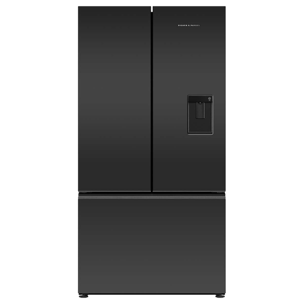Fisher & Paykel RF540AZUB6 Series 7 569 Litre Freestanding French Door Refrigerator Freezer, Ice & Water, 90cm Wide - Black Glass