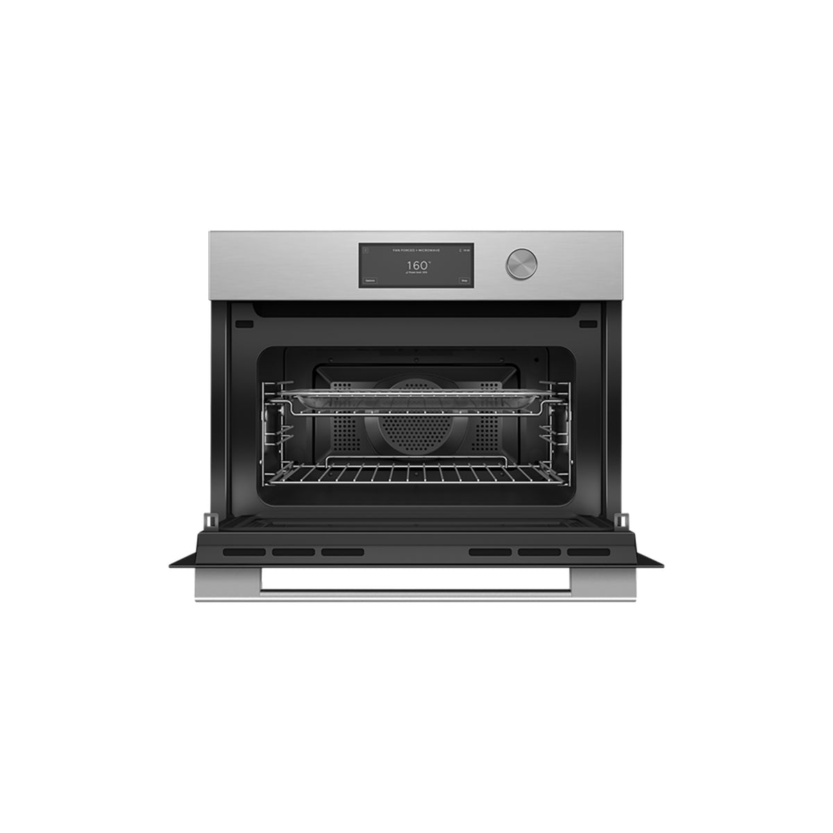 Fisher & Paykel OM60NCUDX5 Series 9 Contemporary Compact Combi-Microwave Oven, 49 Litre, 18 Functions, 59.6cm Wide - Brushed Silver Glass
