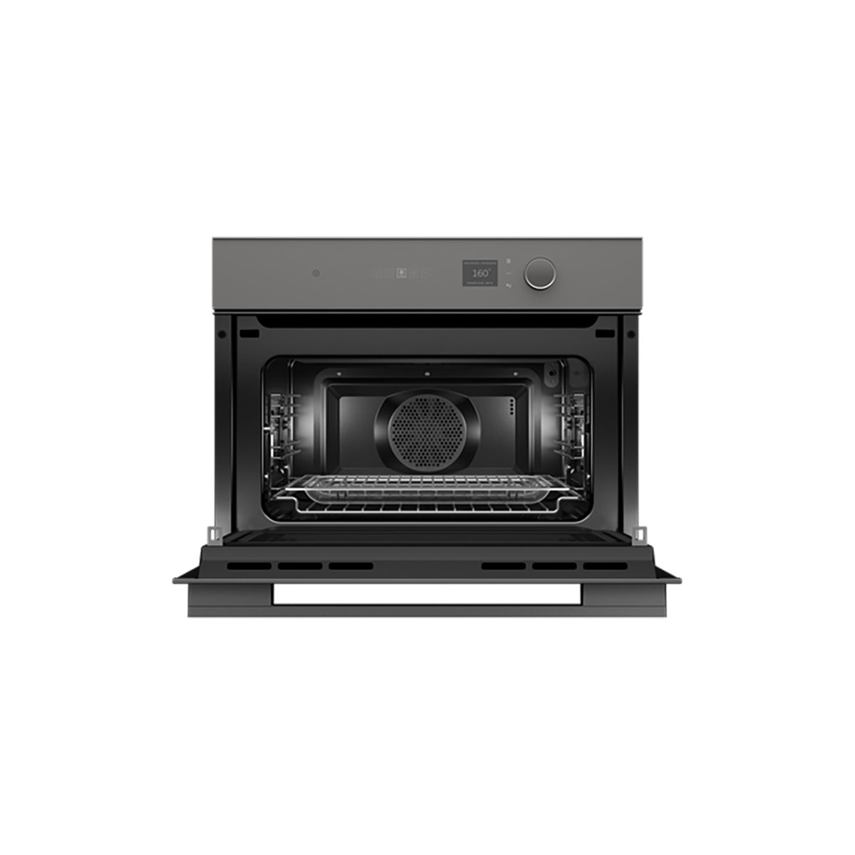 Fisher & Paykel OM60NMLG1 Series 7 Minimal Compact Combi-Microwave Oven, 49 Litre, 19 Functions, 59.6cm Wide - Grey Glass