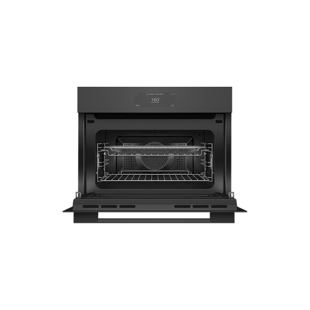 Fisher & Paykel OM60NMUB5 Series 9 Minimal Compact Combi-Microwave Oven, 49 Litre, 18 Functions, 59.6cm Wide - Black Glass