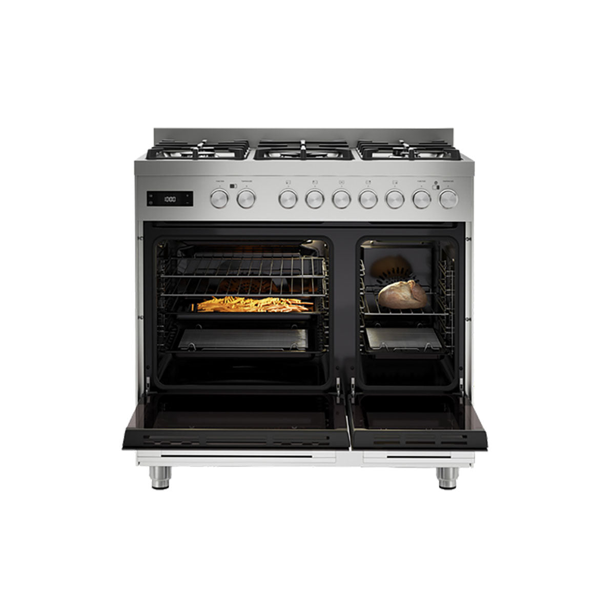 Fisher & Paykel OR90L7DBGFX2 Series 7 Contemporary Dual Fuel 5 Burner Freestanding Cooker, 131 Litre, 90cm Wide - Stainless Steel