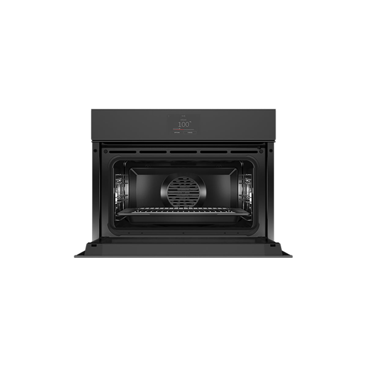 Fisher & Paykel OS60NMTNB1 Series 9 Minimal Handleless Compact Combi-Steam Oven, 23 Functions, 55 Litre, 59.6cm Wide - Black Glass