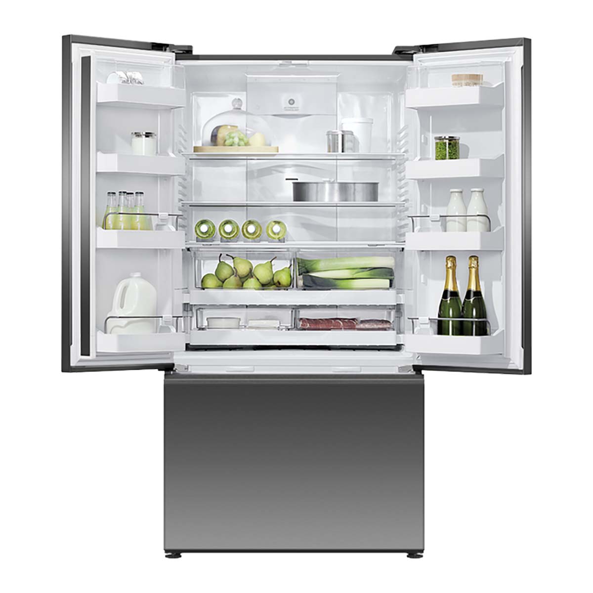 Fisher & Paykel RF540ANUB6 Series 7 569 Litre Freestanding French Door Refrigerator Freezer, Ice & Water, 90cm Wide - Black Stainless Steel