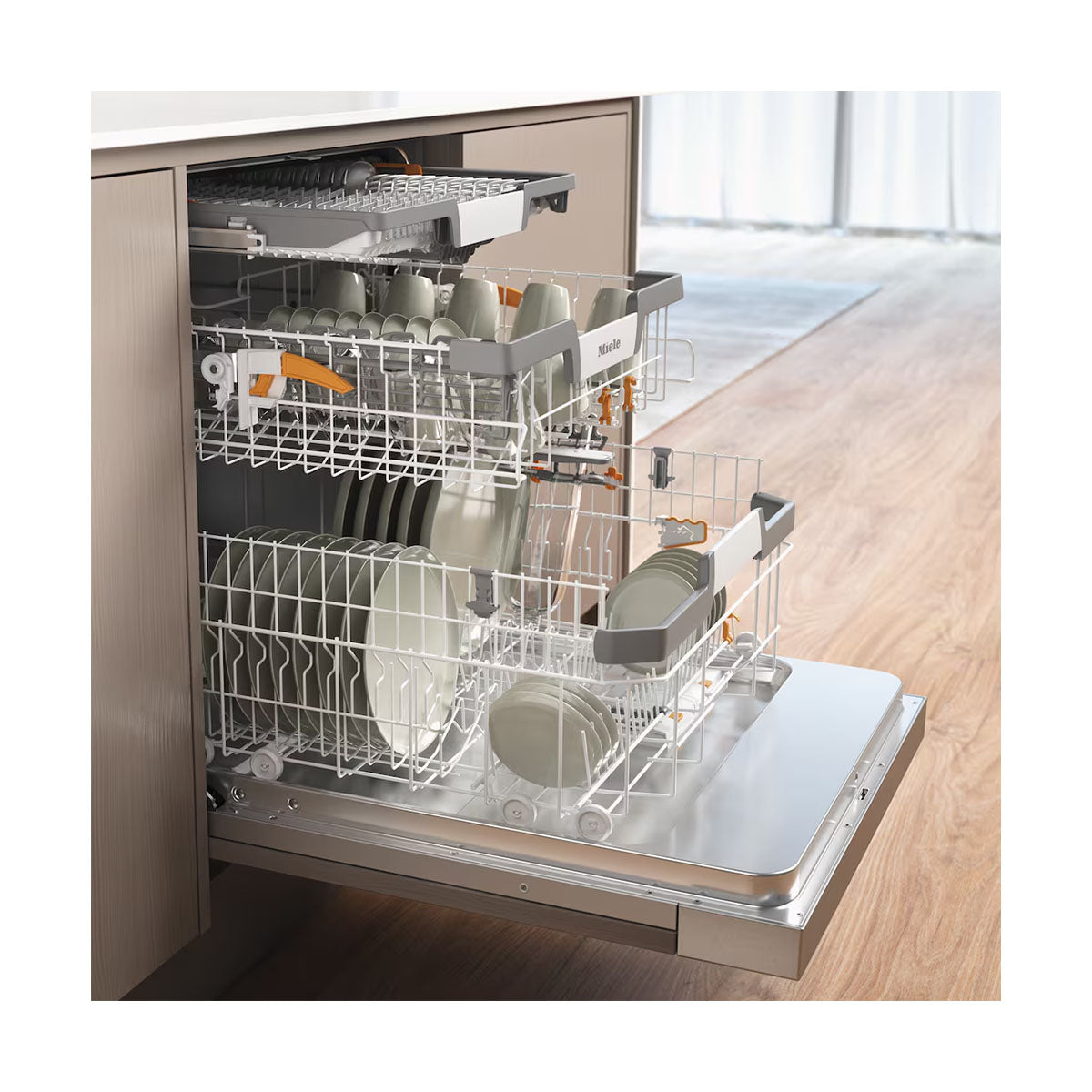 Miele G7210SCI-CLST Gold Semi-Integrated Dishwasher, 14 Place Settings, AutoOpen, 59.8cm Wide - Stainless Steel/CleanSteel