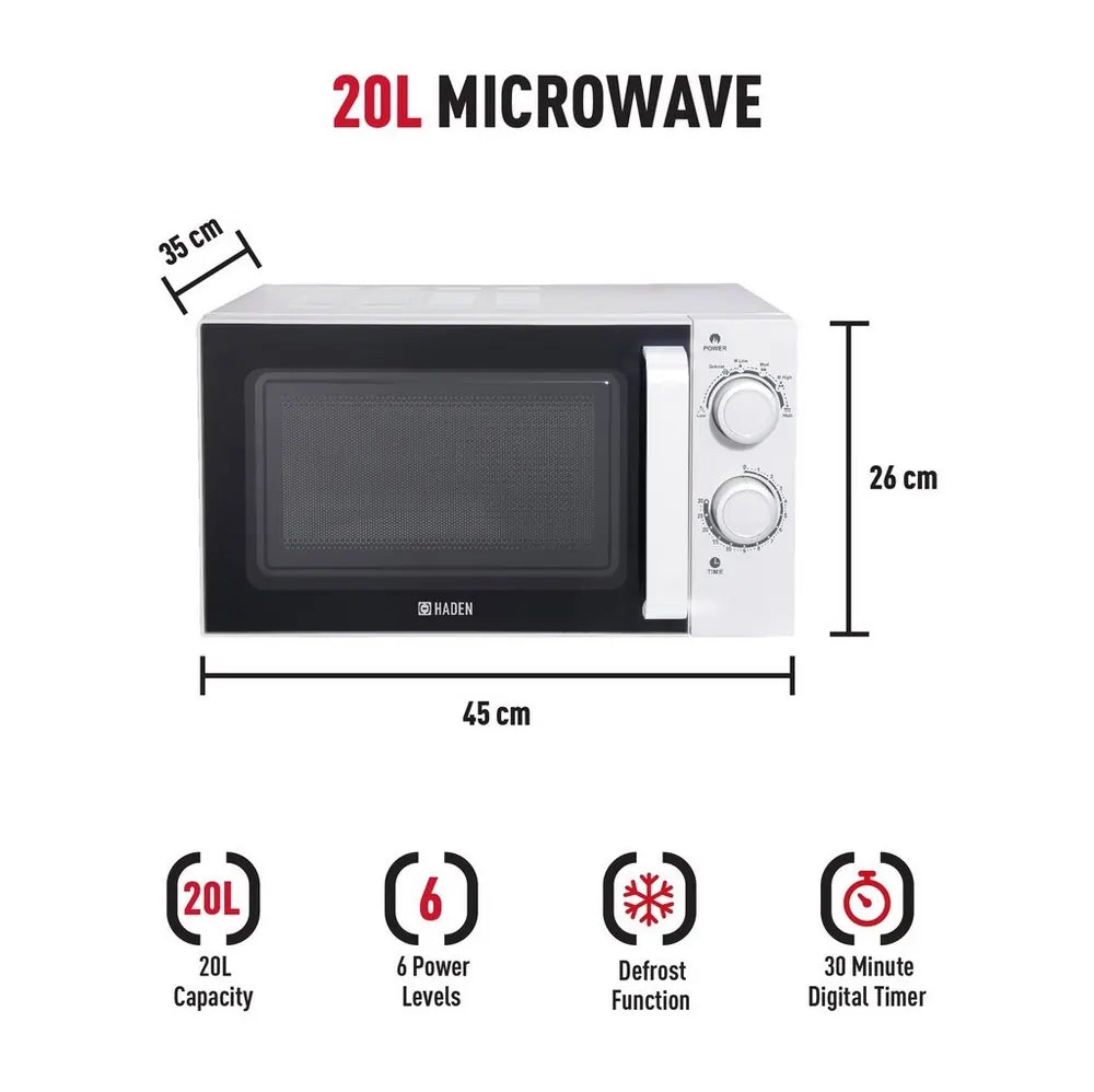 Haden 195678 700W 20 Litre Microwave Oven, White