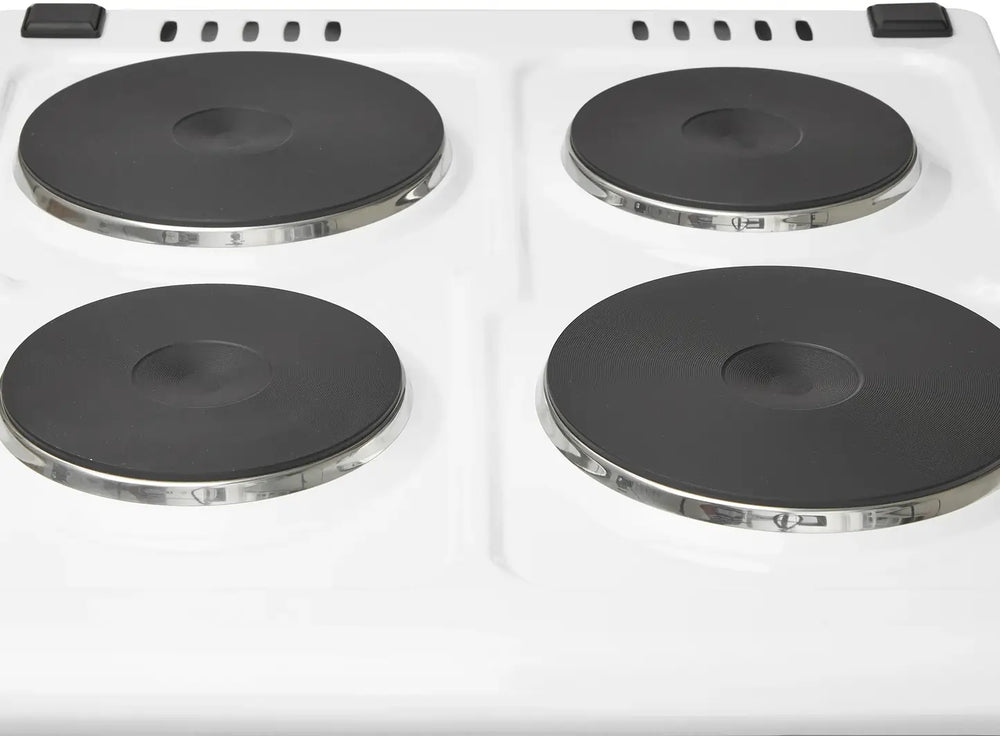 Haden HES050W 50cm Single Oven Electric Cooker with Solid Plate Hob, White - 43641819037919 