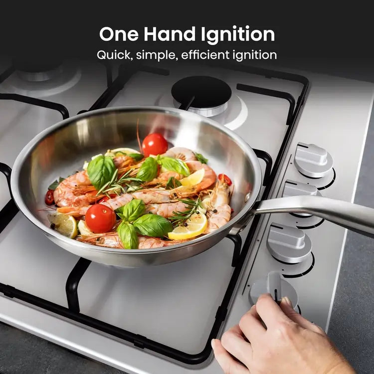 Hisense GM642XHS 60cm 4 Burner Gas Hob, Stainless Steel