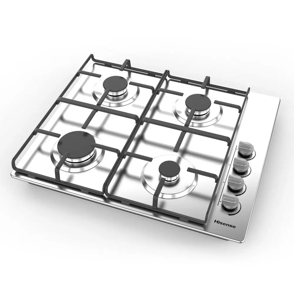 Hisense GM642XHS 60cm 4 Burner Gas Hob, Stainless Steel