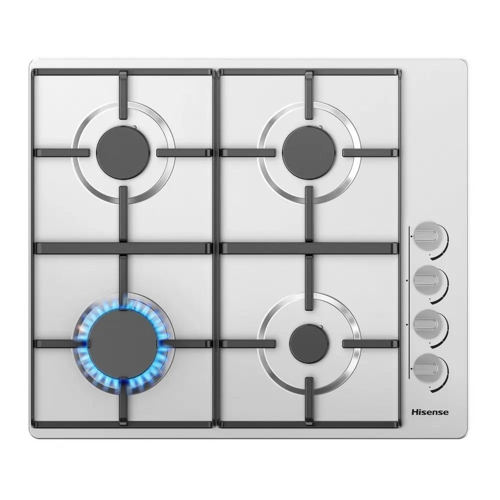 Hisense GM642XHS 60cm 4 Burner Gas Hob, Stainless Steel