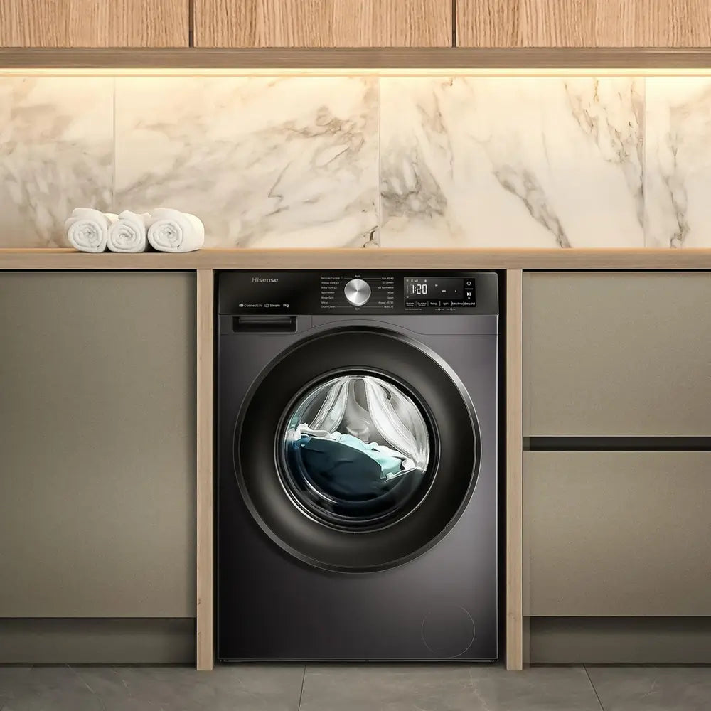 Hisense WF3S8043BB3 8kg 1400 Spin Washing Machine, Black