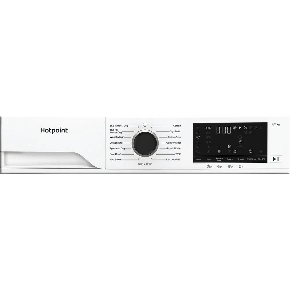 Hotpoint HBD9681ANTSTAIN 9kg/6kg 1400 Spin Washer Dryer, White