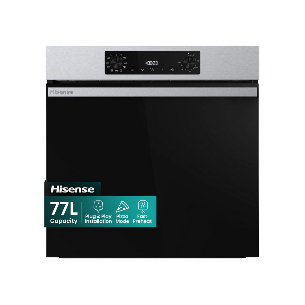 Hisense BI622AXPGUK Built-In Electric Single Oven, 77 Litre, 59.5cm Wide - Black & Stainless Steel