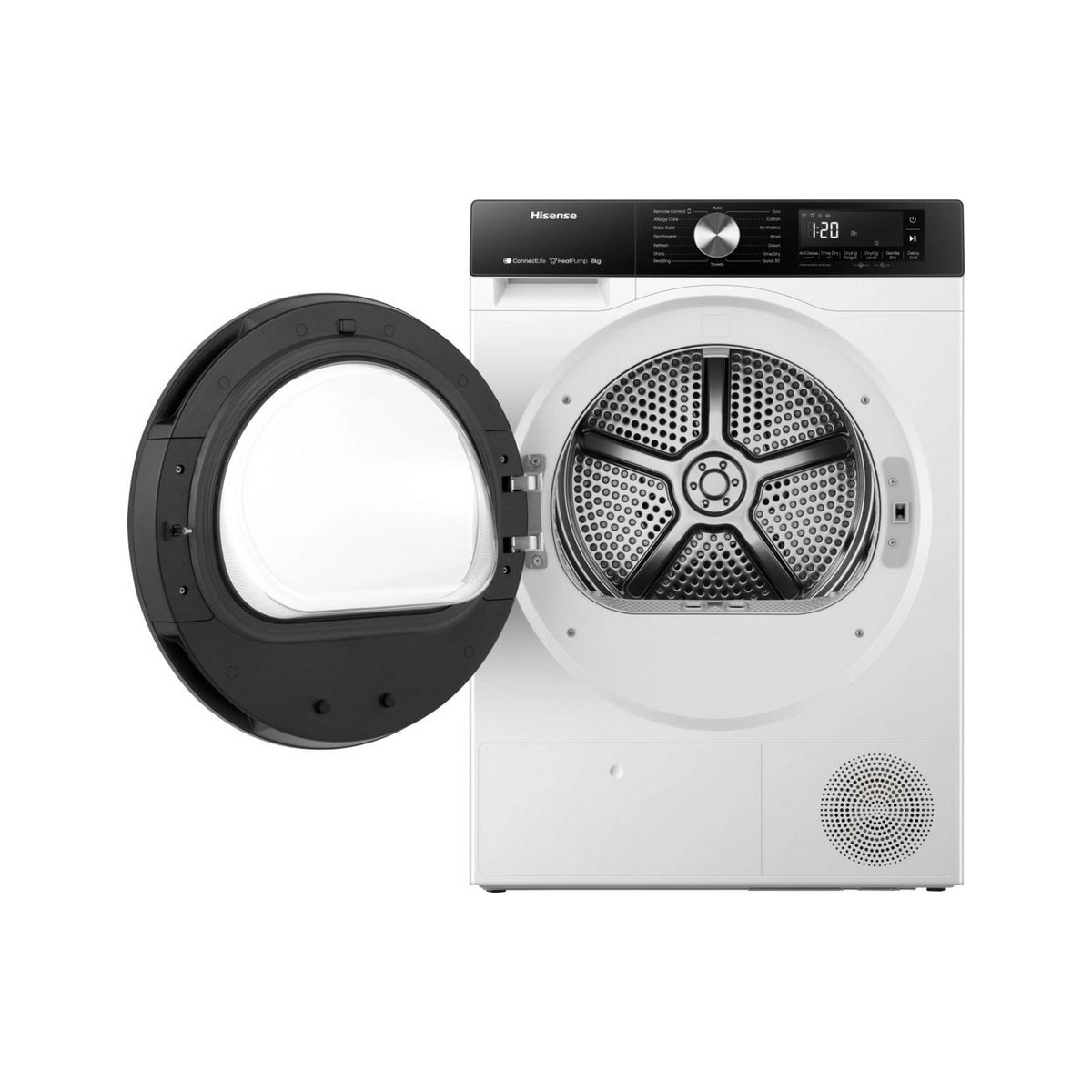 Hisense DH3S802BW3 3S Series 8Kg Freestanding Heat Pump Tumble Dryer, WiFi-Enabled, 59.5cm Wide - White