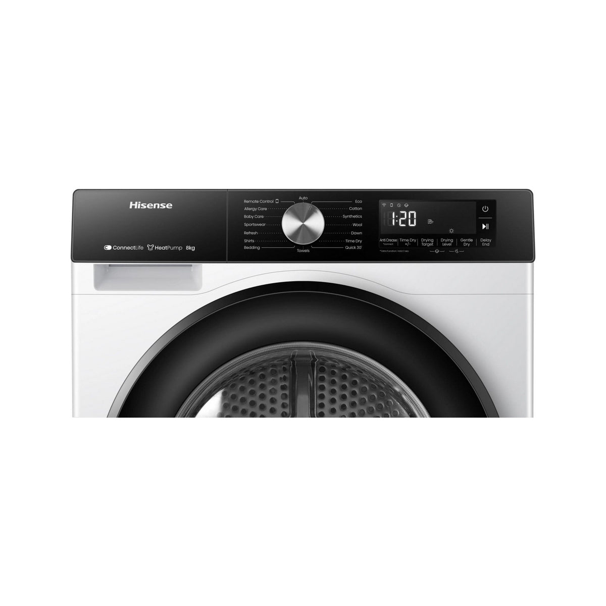 Hisense DH3S802BW3 3S Series 8Kg Freestanding Heat Pump Tumble Dryer, WiFi-Enabled, 59.5cm Wide - White