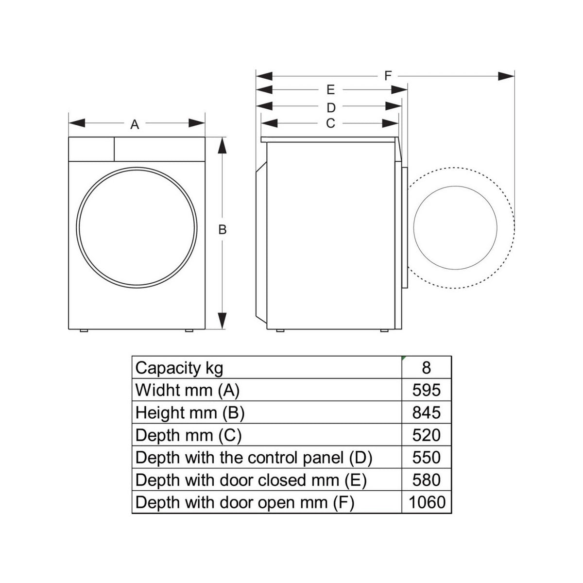 Hisense DH3S802BW3 3S Series 8Kg Freestanding Heat Pump Tumble Dryer, WiFi-Enabled, 59.5cm Wide - White
