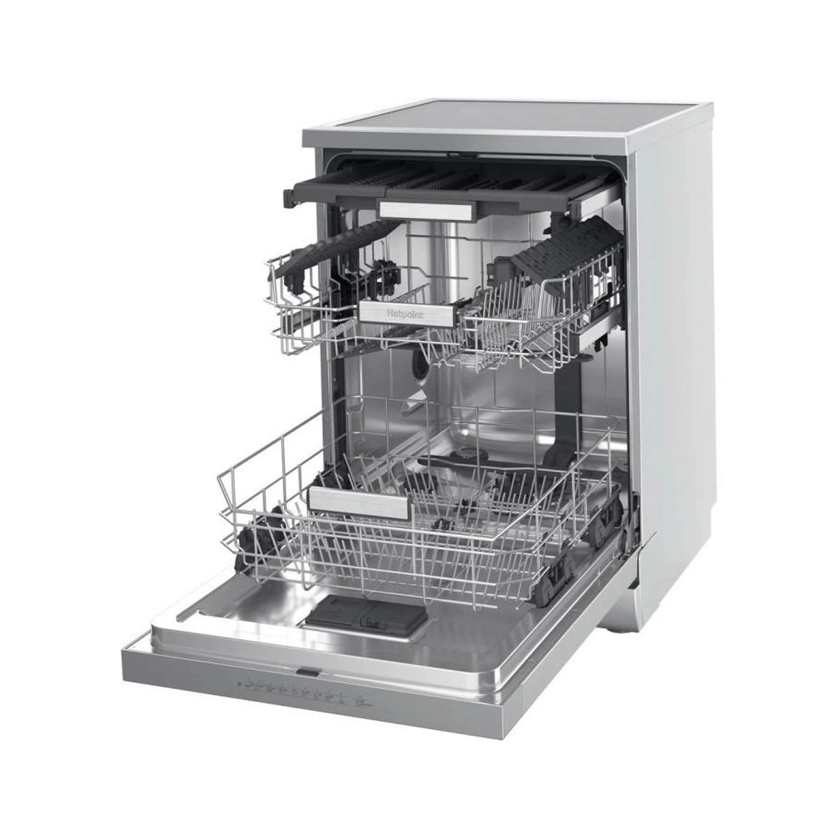 Hotpoint H7FHP43XUK Freestanding Dishwasher, 15 Place Settings, 10 Programmes, 60cm Wide - Stainless Steel