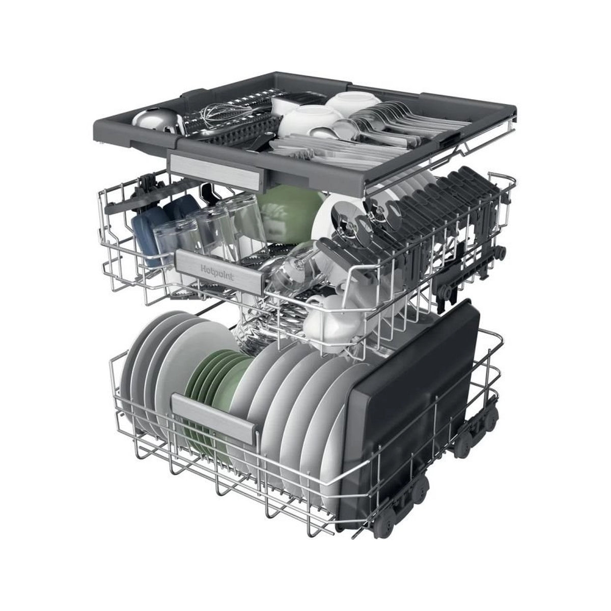 Hotpoint H7FHP43XUK Freestanding Dishwasher, 15 Place Settings, 10 Programmes, 60cm Wide - Stainless Steel