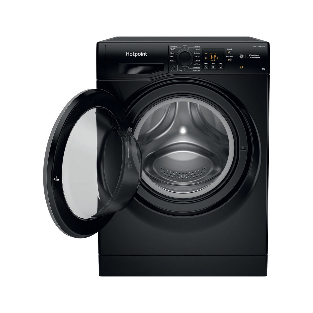 Hotpoint NSWF946BSUK Washing Machine, 9Kg, 1400 Spin, 59.5cm Wide - Black