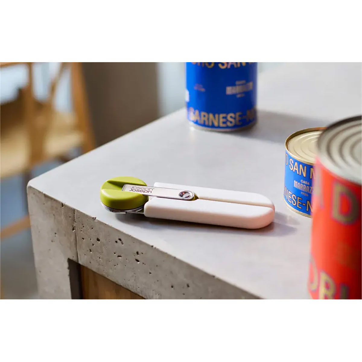Joseph Joseph 1000064 GoRound™ Easy-Open Can Opener, With Crank Handle - Stone/Green