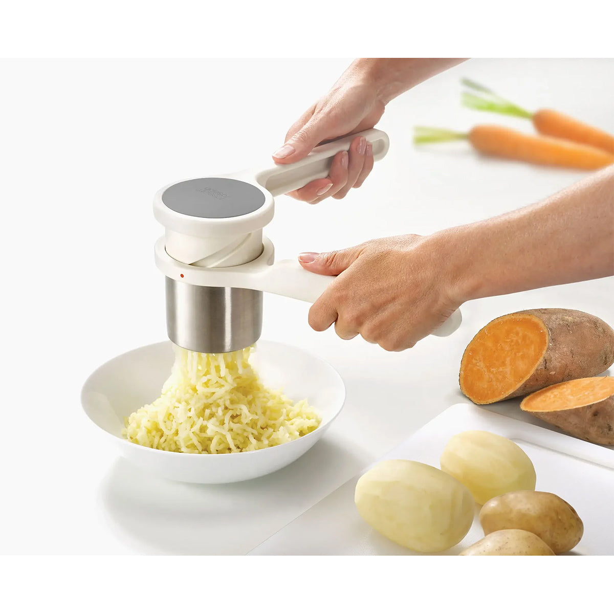 Joseph Joseph 20100 Helix Potato Ricer, 2-Piece Design - White