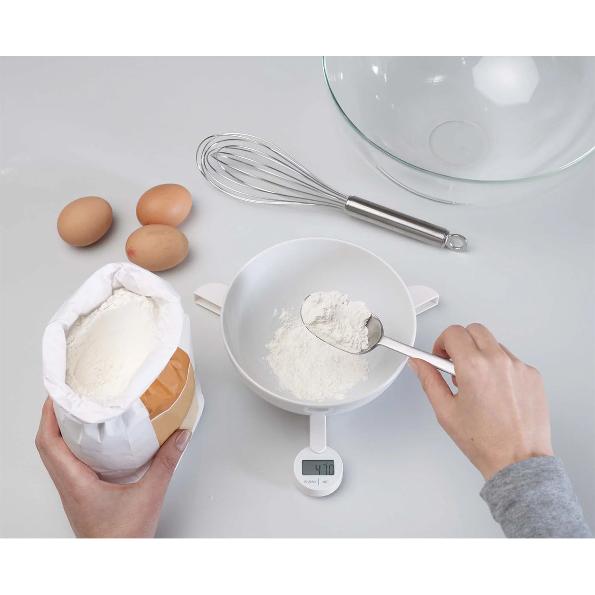 Joseph Joseph 40071 TriScale™ Digital Kitchen Scales, LCD Display - White