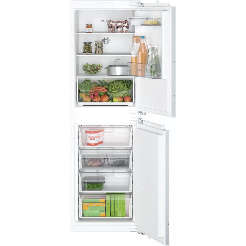 Bosch KIN85NFE0G Series 2 No Frost Integrated Fridge Freezer, Fixed Hinge, 50/50, White, E Rated - 43657891872991 