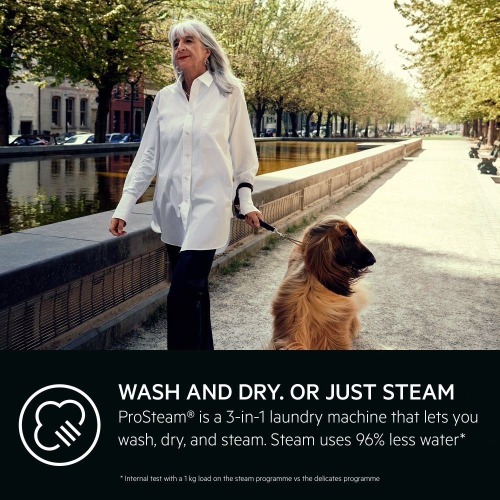 AEG L7WC84636BI ProSteam Integrated Washer Dryer, 8kg, 1600 Spin, White, D Rated - 43827654131935 