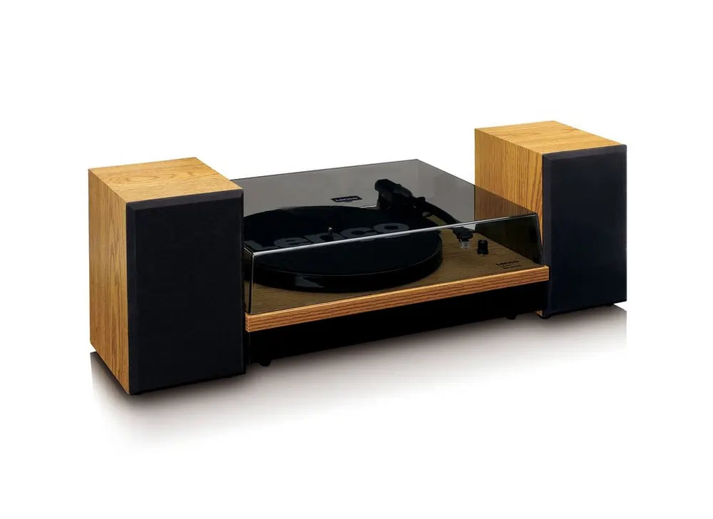 Lenco LS300 Turntable & Hi Fi Speaker System With Bluetooth, Wood - 43557154652383 
