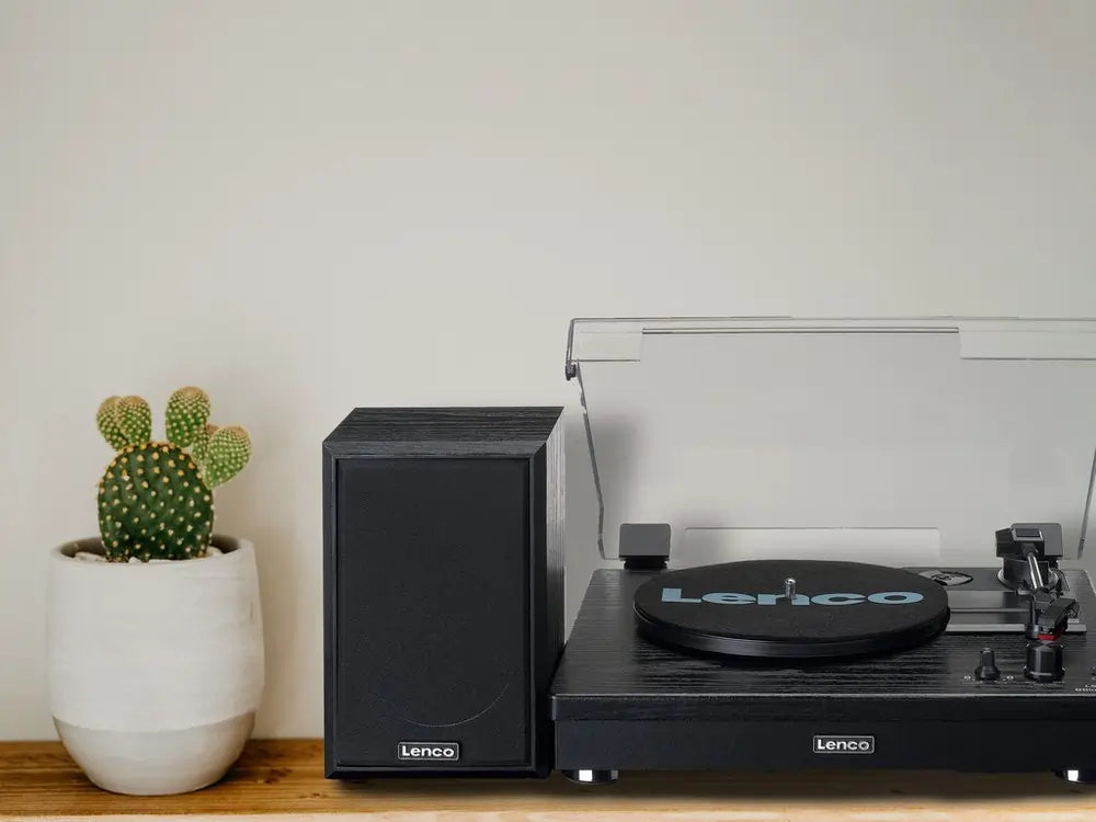 Lenco LS101 Turntable & Hi Fi Speaker System With Bluetooth, Black - 43557466767583 