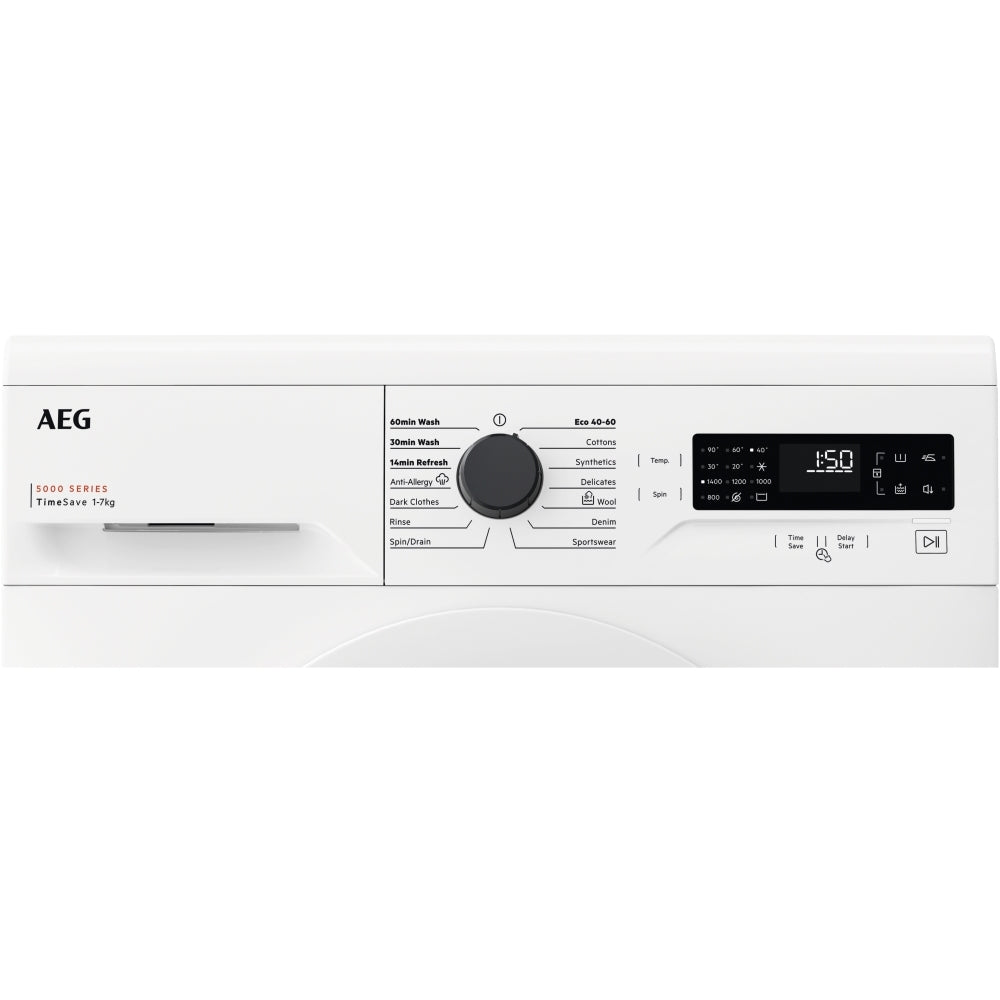 AEG LFX50744B 7kg Washing Machine with 1400 rpm,White,C Rated - 43724634521823 