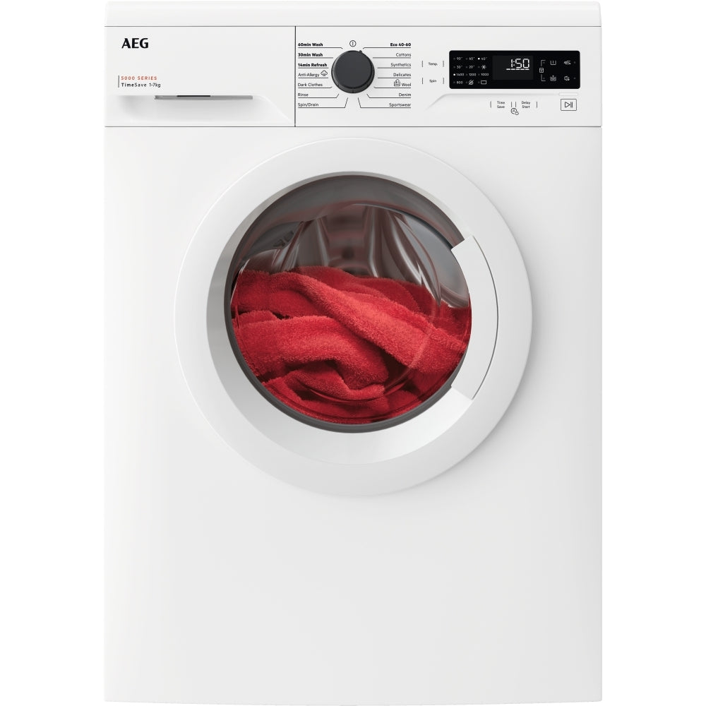 AEG LFX50744B 7kg Washing Machine with 1400 rpm,White,C Rated - 43724634554591 