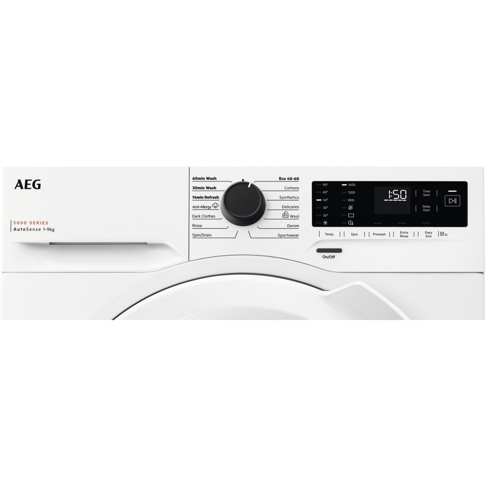 AEG LFX50942B 9kg Washing Machine with 1400 rpm,White,A Rated - 43724636553439 