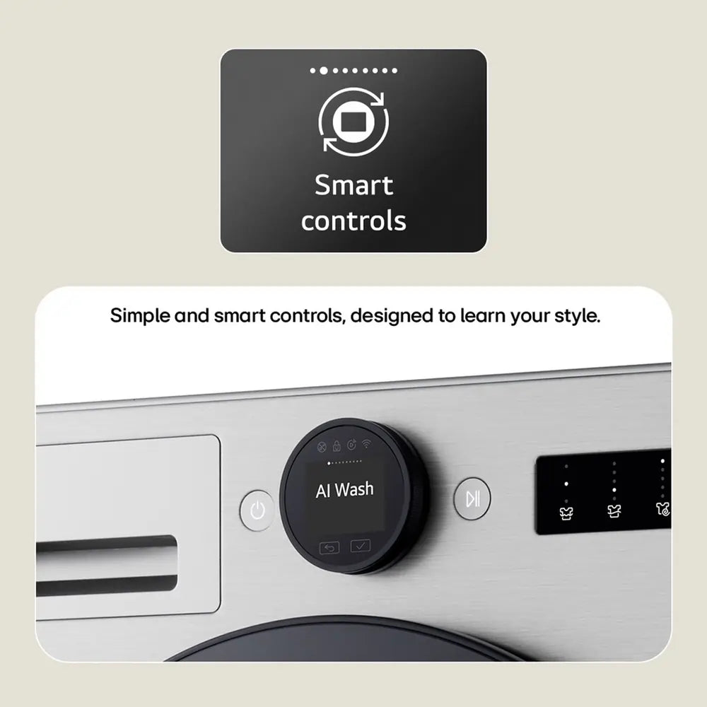 LG F4X7009TWB 9kg 1400 Spin AI Smart Washing Machine, White